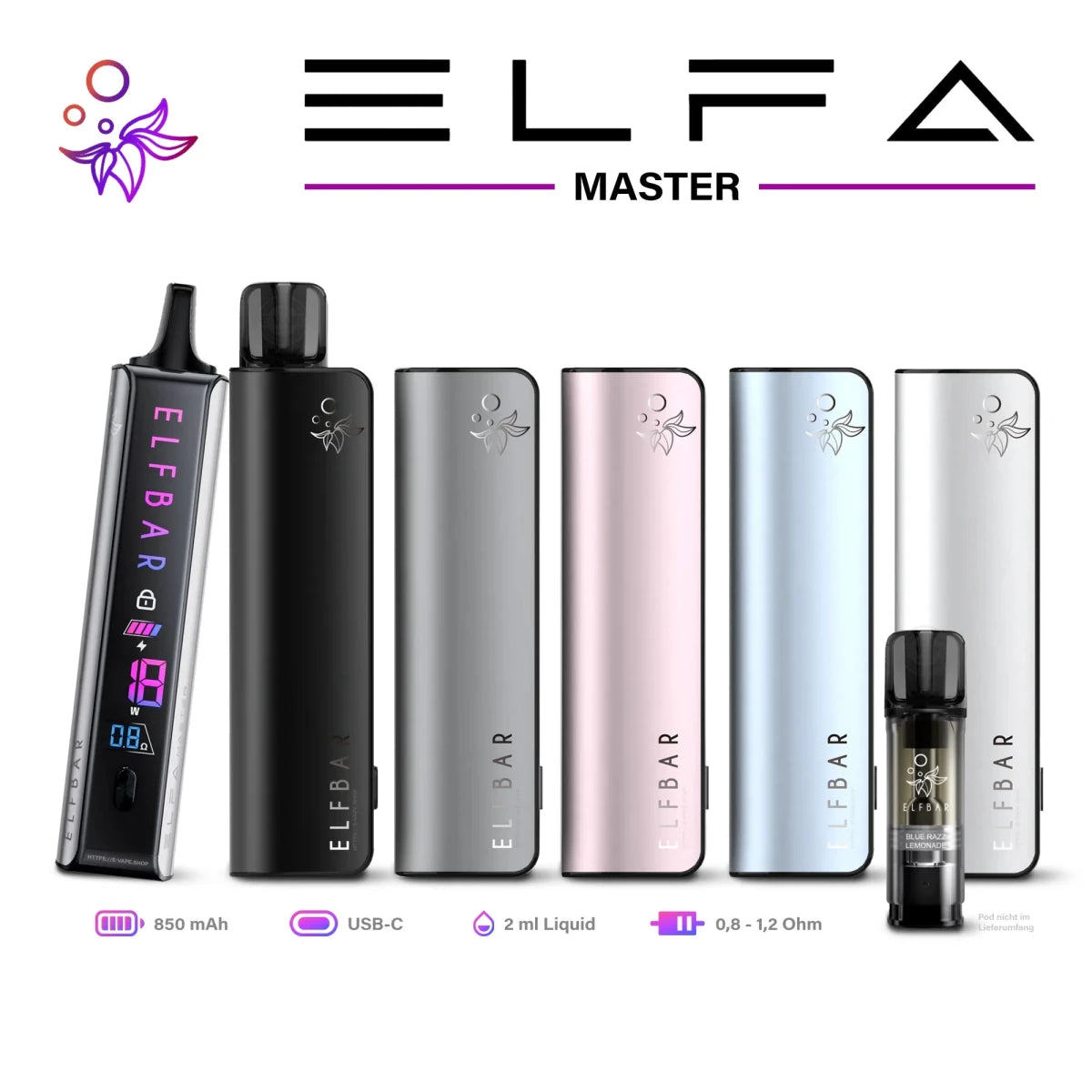 Elfbar ELFA Master 850mAh Akku mit Geschmackseinstellung