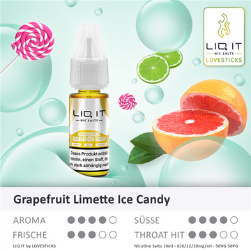 Lovesticks LIQ IT Grapefruit Lime Ice Candy Liquid 0-20mg