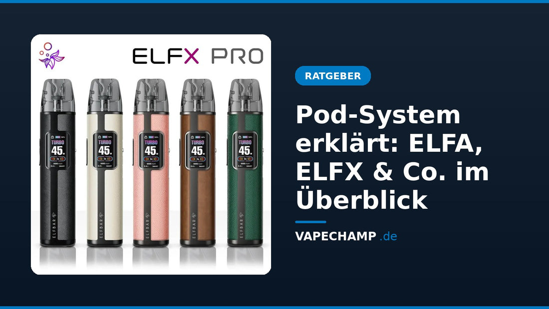 Elfbar ELFX Pro Pod-System in fünf Farben – Ratgeber „Pod-System erklärt: ELFA, ELFX & Co. im Überblick“