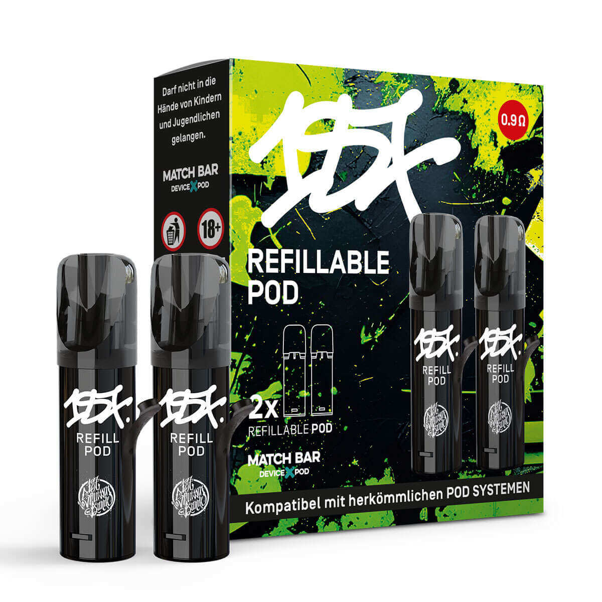 187 Strassenbande Leerpods 0,9 Ohm, 2er Pack, wiederbefüllbar, ELFA kompatibel