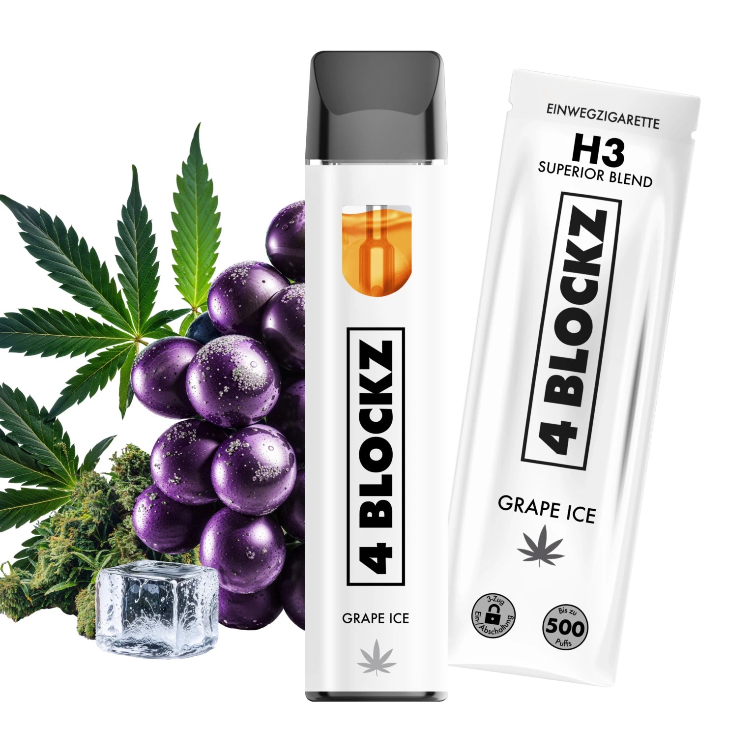4Blockz Einweg H3 Superior Blend Vaporizer „Grape Ice“ Vapechamp.de