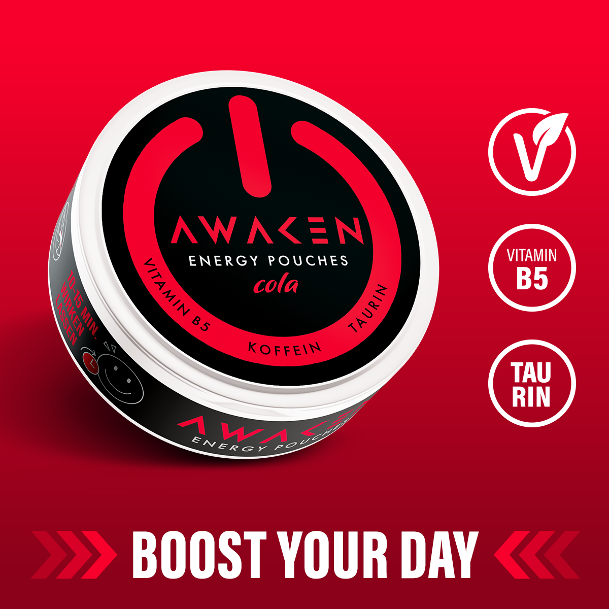 AWAKEN Energy Pouches mit Koffein, Taurin, Vitamin B5 ohne Zucker & Nikotin AWAKEN