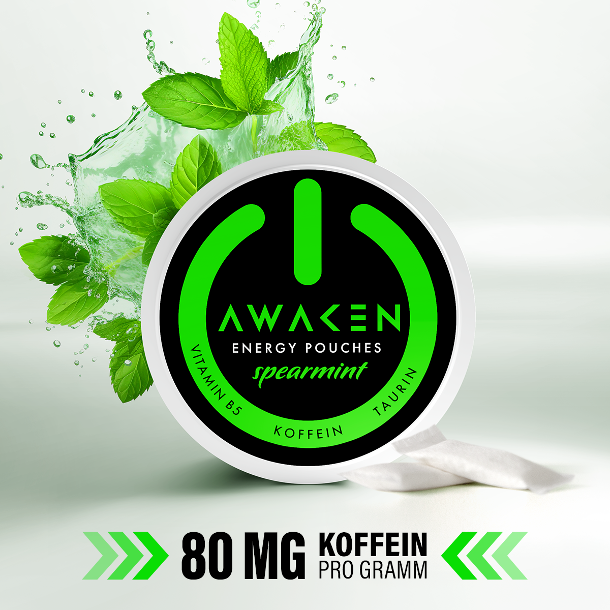 AWAKEN Energy Pouches mit Koffein, Taurin, Vitamin B5 ohne Zucker & Nikotin AWAKEN