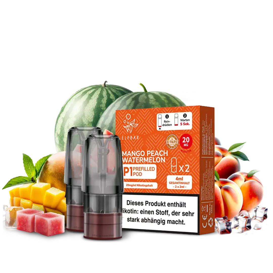 Elfbar Mate 500 2x Mango Peach Watermelon 20mg Pod