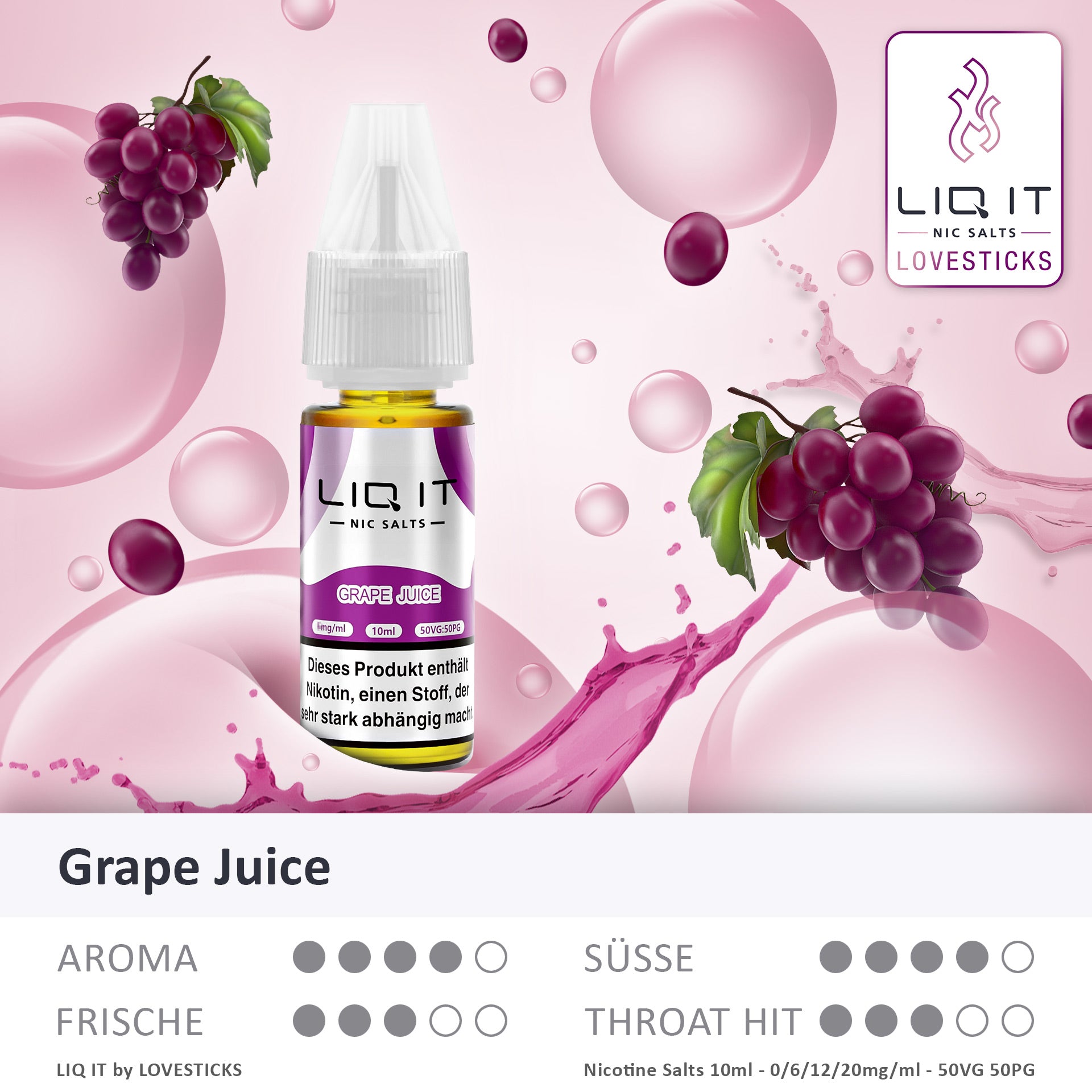 Lovesticks LIQ IT Grape Juice Liquid 0-20mg - Elfbar600.Bayern