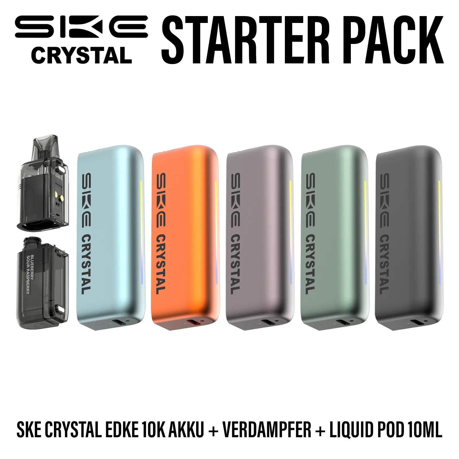 SKE Crystal EDGE 10K Starter Pack mit Akku, Verdampfer & Liquid SKE Crystal