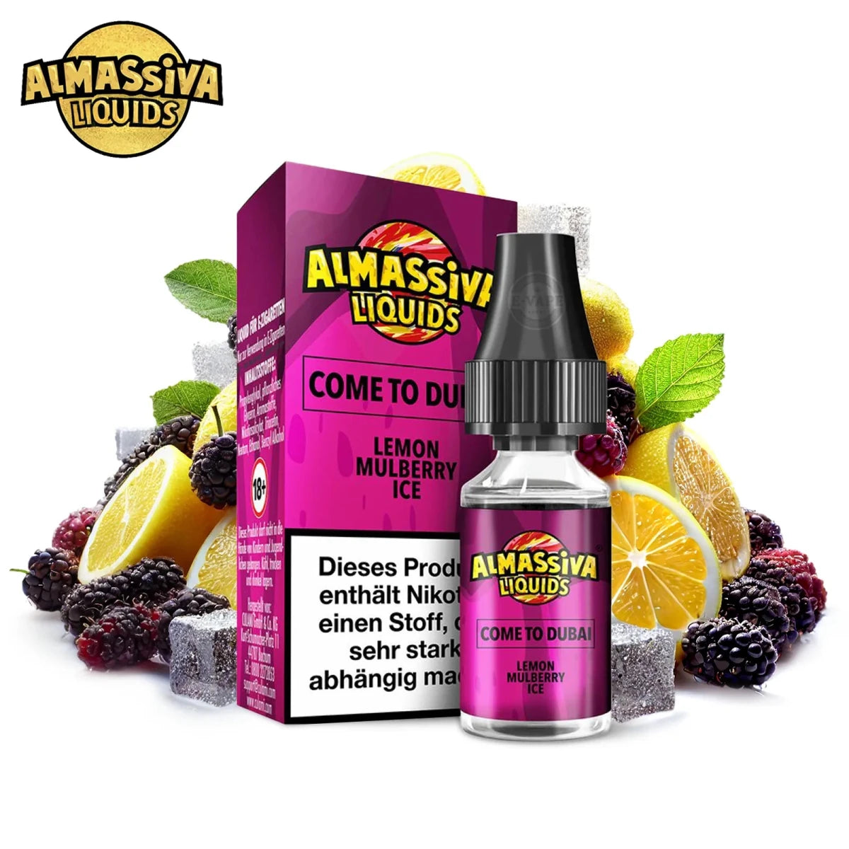 Almassiva Nikotinsalz Liquid Come to Dubai 10ml - Zitrone, Maulbeere, Frische - Vapechamp.de