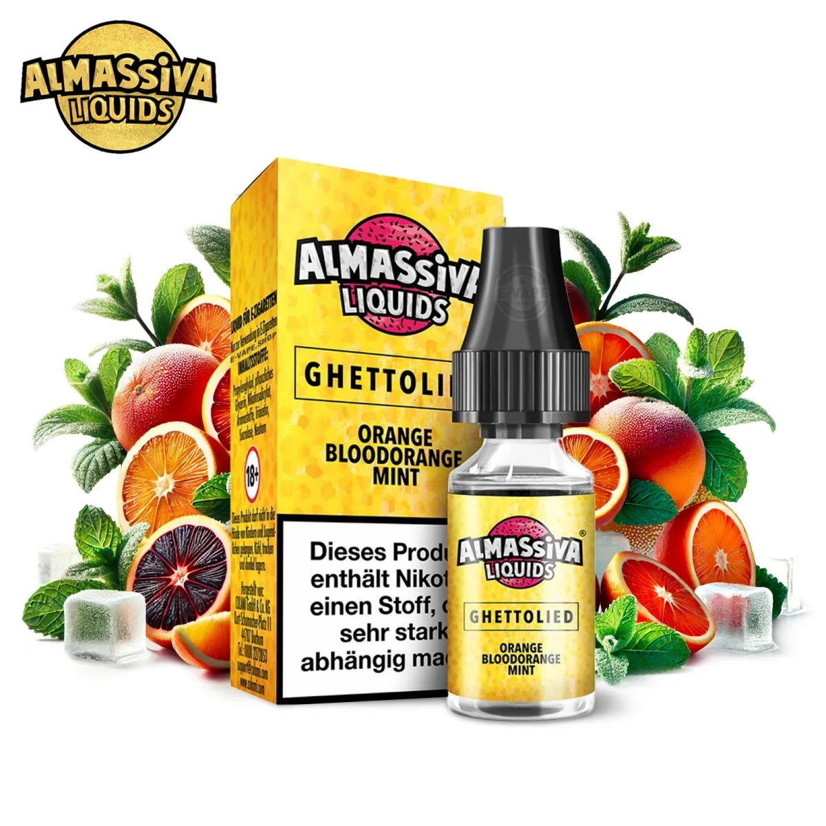 Almassiva Nikotinsalz Liquid Ghettolied 10ml - Orange, Blutorange, Minze - Vapechamp.de