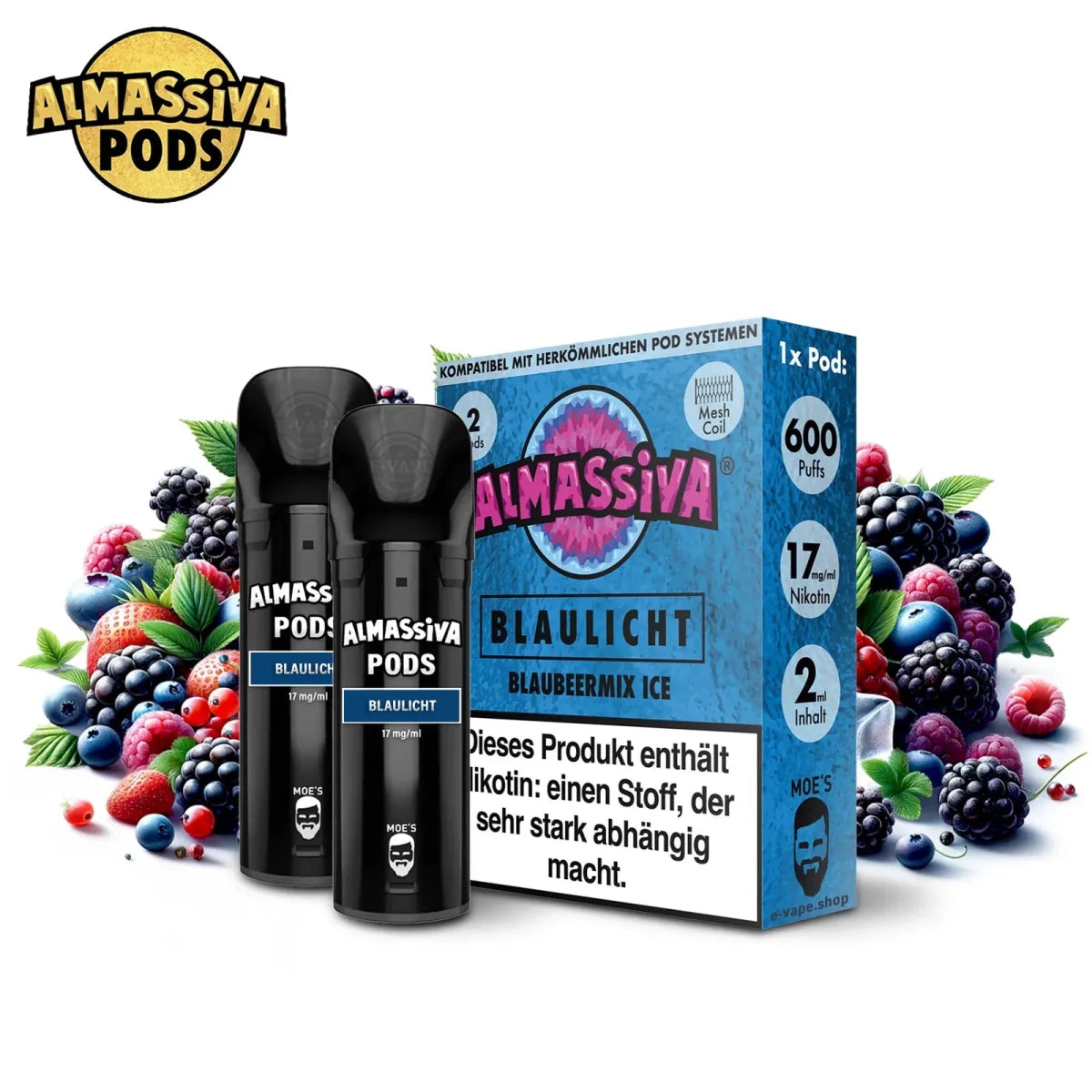 Almassiva Pods Blaulicht - Blaubeermix Ice - 17 mg/ml - Vapechamp.de