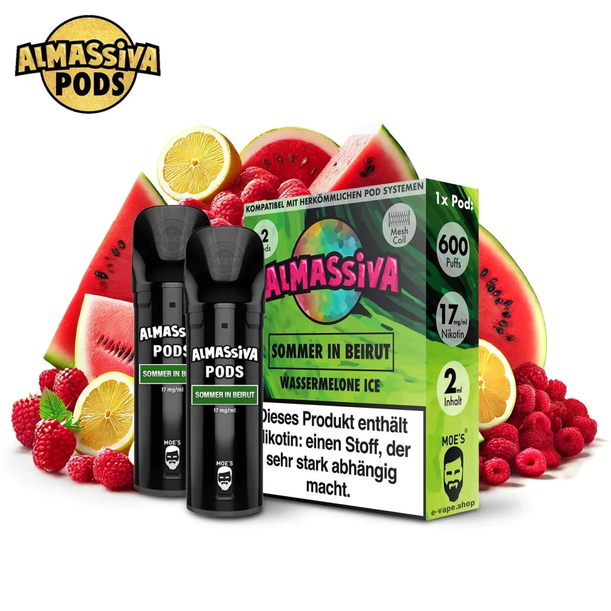Almassiva Pods Sommer in Beirut - Wassermelone Ice - 17 mg/ml - Vapechamp.de