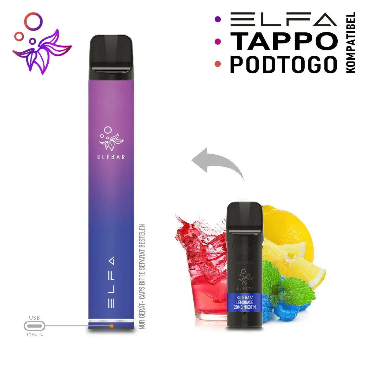 rewe elfbar akku ELFBAR 800 Cherry Vape | Nikotinfrei main image 1