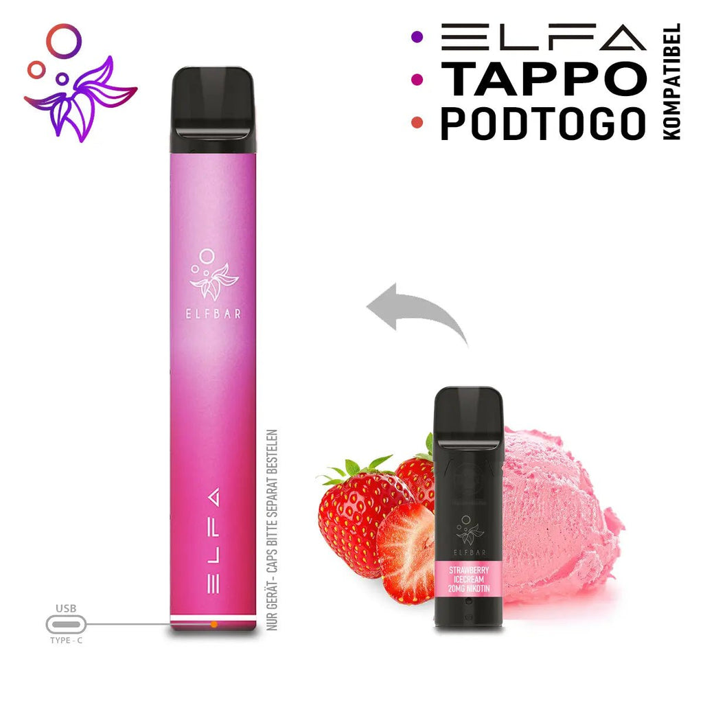 Elfbar ELFA Akku Basis 500 mAh (USB - C) – einzeln kaufen - Vapechamp.de