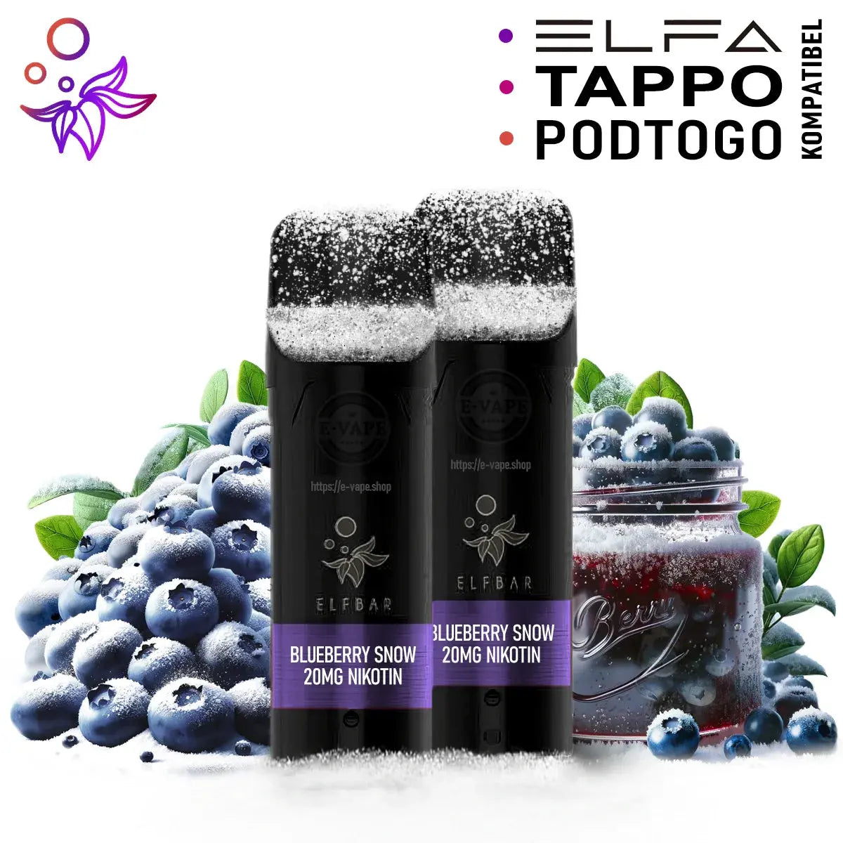 Blueberry Snow Pods für Elfbar Elfa, Tappo