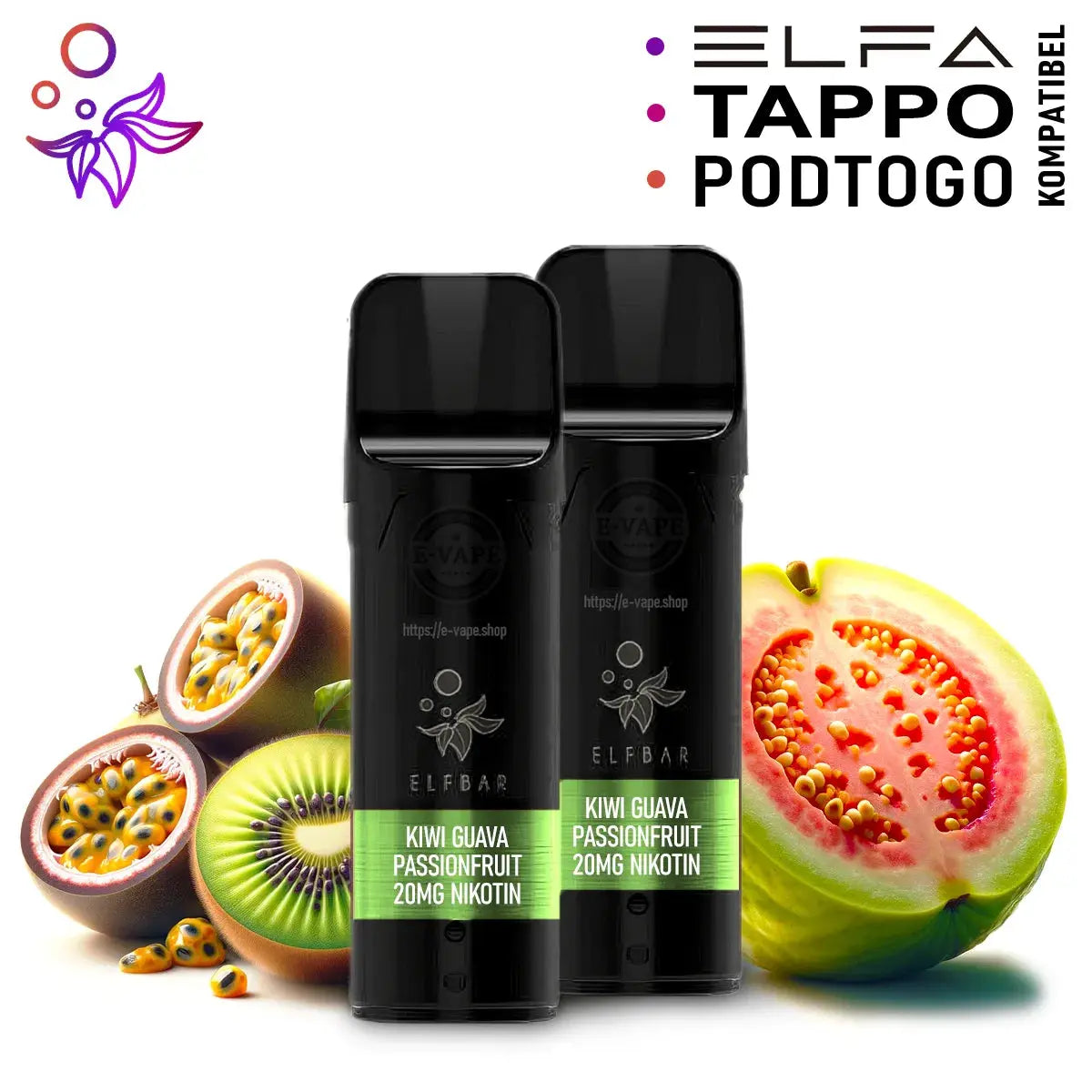 Kiwi Passionfruit Guava Pods für Elfbar Elfa, Tappo