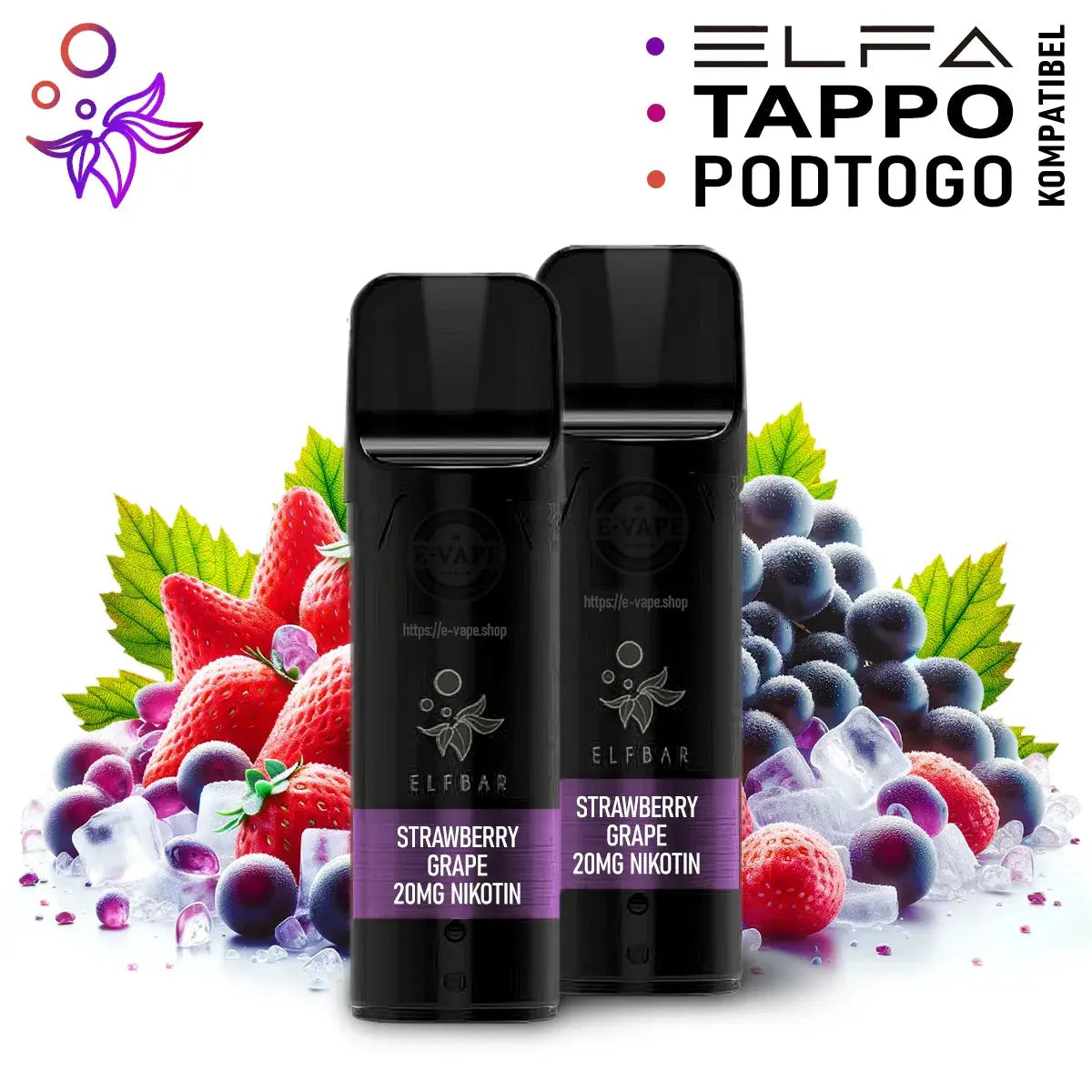 Strawberry Grape Pods für Elfbar Elfa, Tappo
