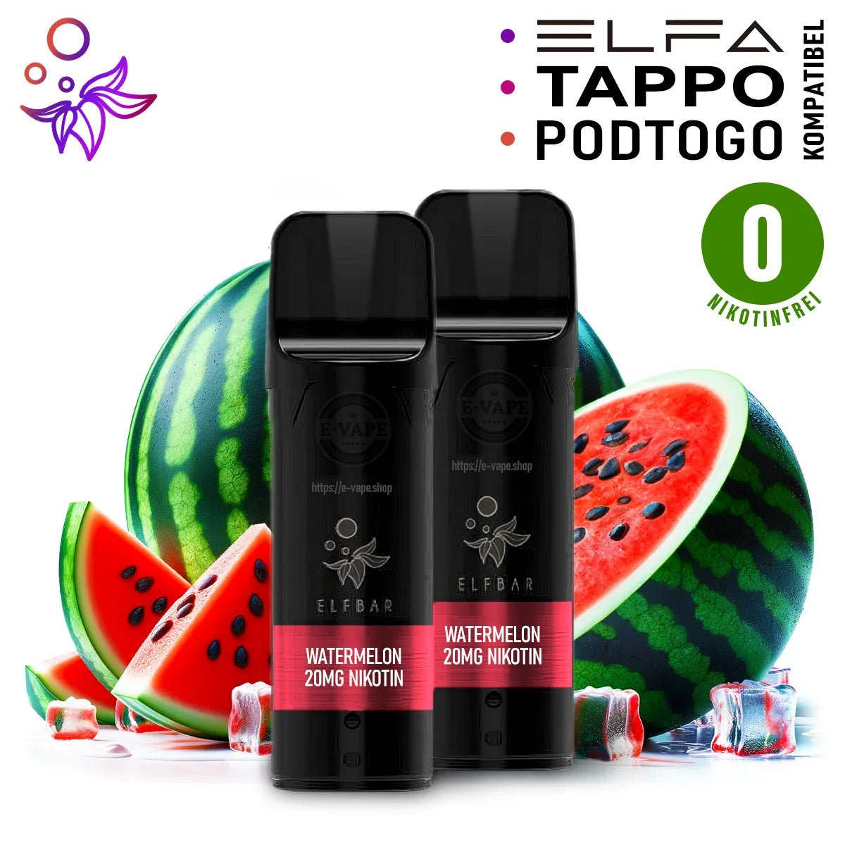 Elfbar Pods ELFA 0 mg/ml Nikotinfrei 2 Stk. - Vapechamp.de