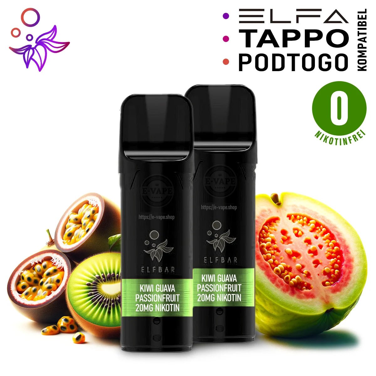 Elfbar Pods ELFA 0 mg/ml Nikotinfrei 2 Stk. - Vapechamp.de