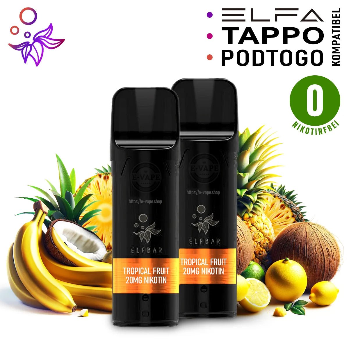 Elfbar Pods ELFA 0 mg/ml Nikotinfrei 2 Stk. - Vapechamp.de
