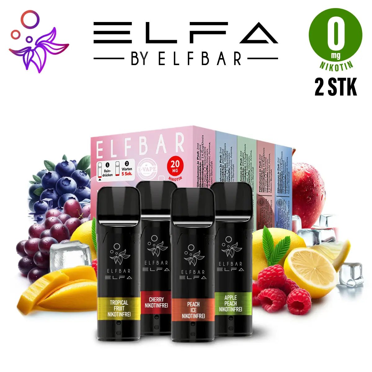 Elfbar Pods ELFA 0 mg/ml Nikotinfrei 2 Stk. - Vapechamp.de