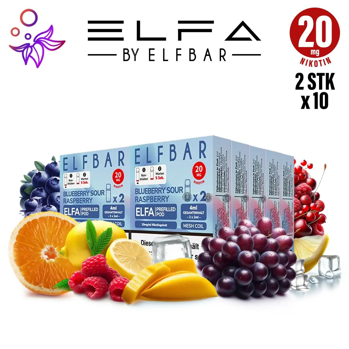 Elfbar Pods ELFA 20mg/ml Nikotin 10 x 2 Stk. Sparpaket - Vapechamp.de