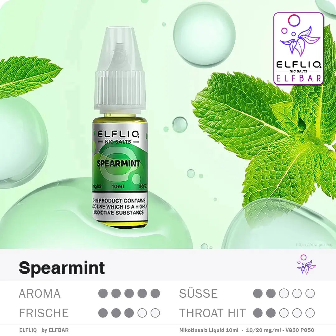 Elfbar Liquid ELFLIQ Spearmint 10/20mg Elfbar