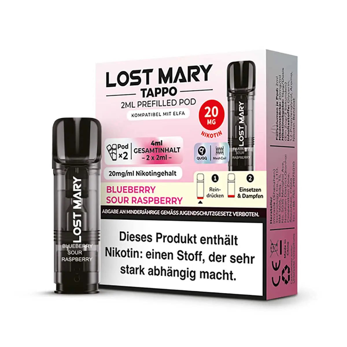 Elfbar Pods Blueberry Sour Rapsberry 20mg Ⓣ TAPPO für ELFA Elfbar