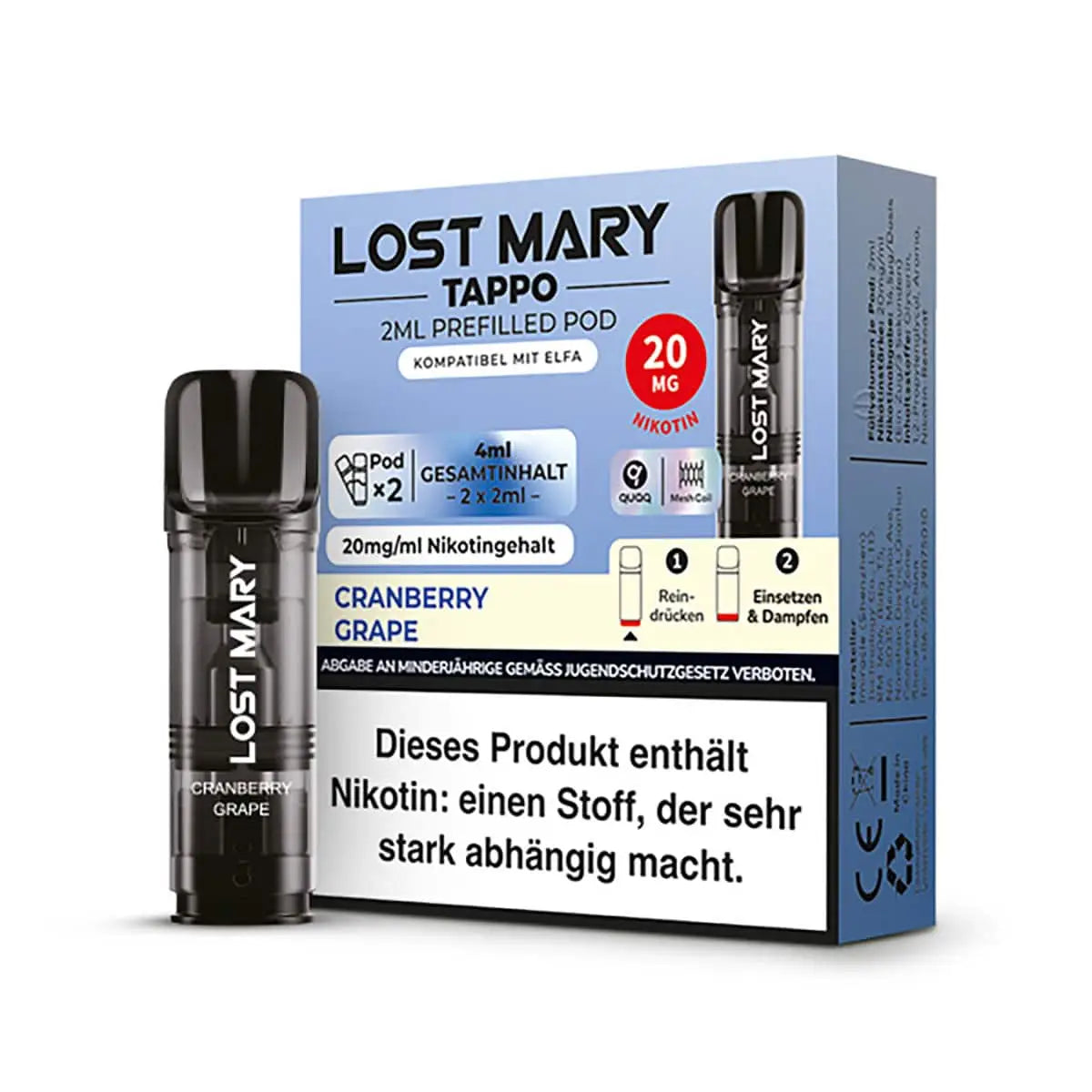 Elfbar Pods Cranberry Grape 20mg Ⓣ TAPPO für ELFA Elfbar