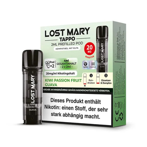 Elfbar Pods Kiwi Passion Fruit Guava Ⓣ TAPPO für ELFA Elfbar