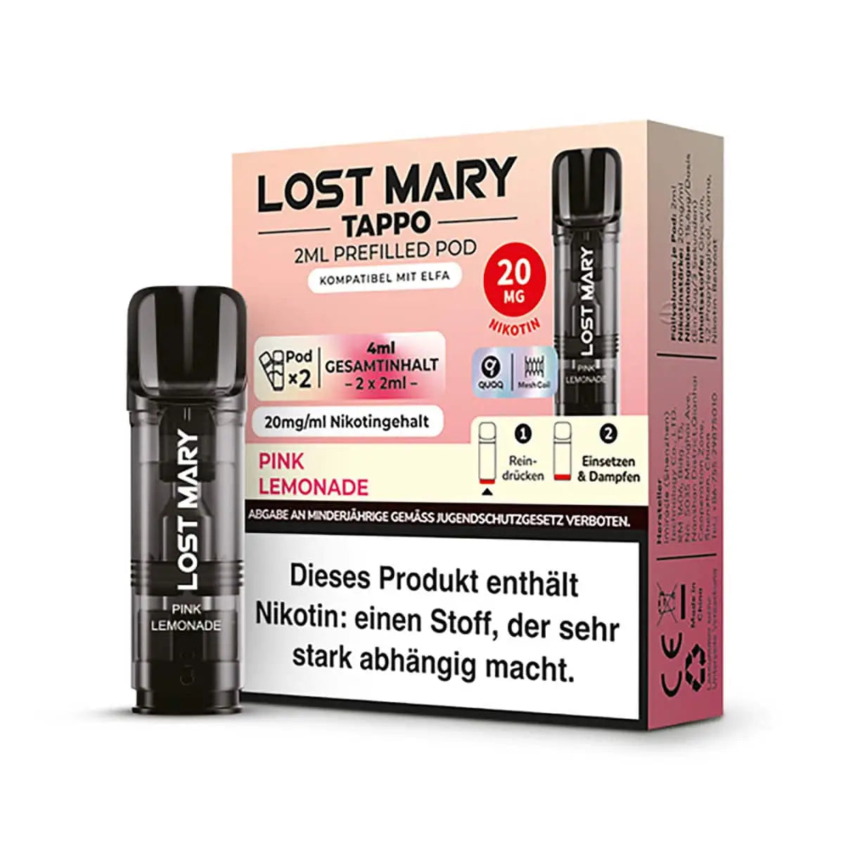 Elfbar Pods Pink Lemonade 20mg Ⓣ TAPPO für ELFA Elfbar