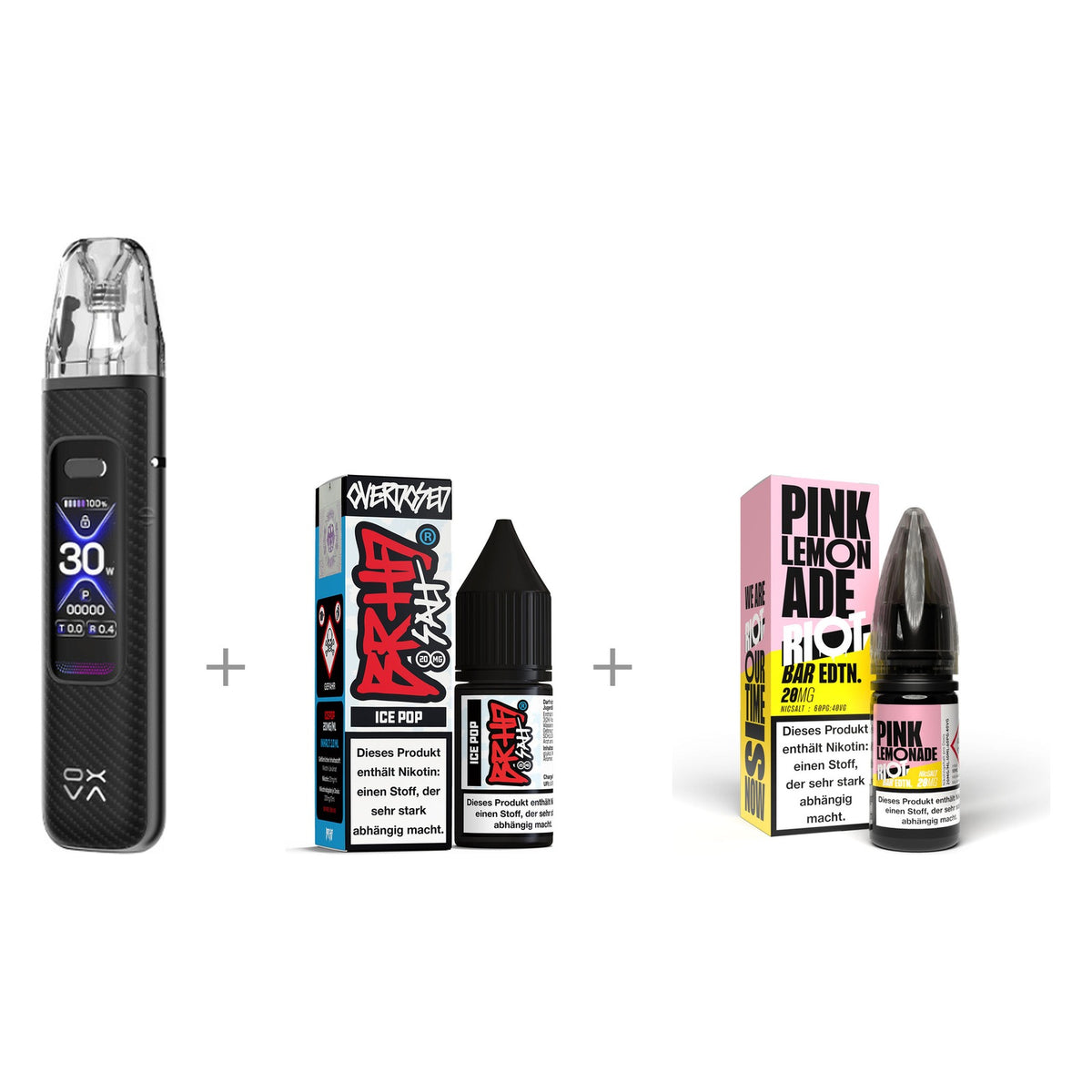 OXVA Xlim Pro 3 Starterkit – Pod Kit Black Carbon mit Barehead und Riot BAR EDTN Liquid 10 ml