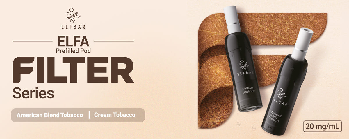 Elfbar ELFA Pods Filter Series, 20 mg/ml Nikotin – Sorten American Blend Tobacco und Cream Tobacco