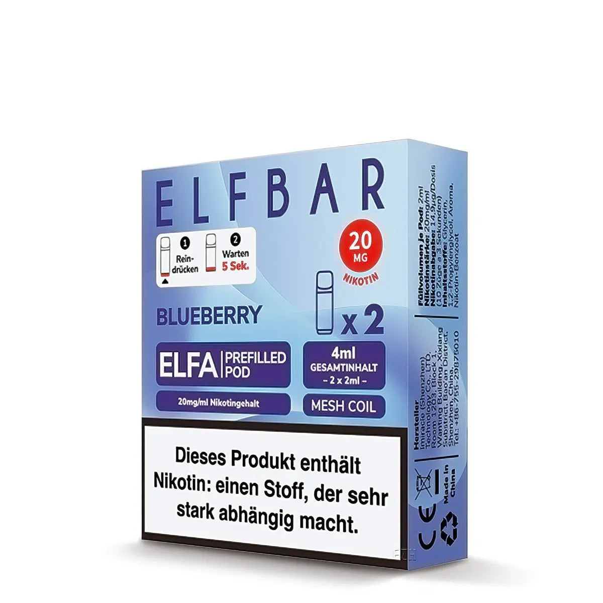 ELFA Pods Blueberry 2 x 2ml 20mg/ml Nikotin by Elfbar - Elfbar600.bayern