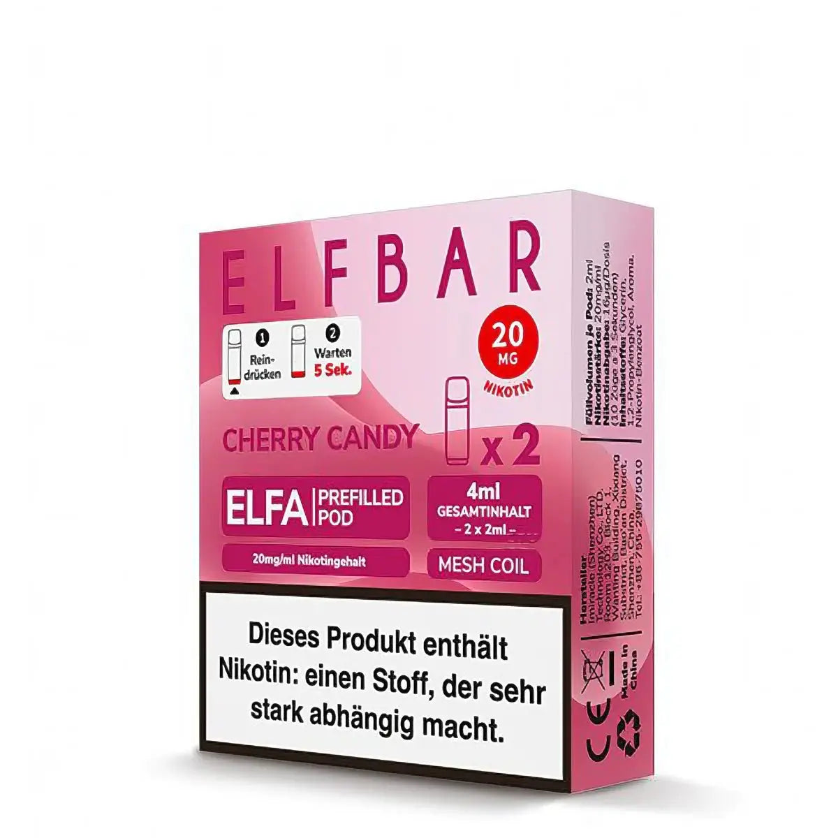ELFA Pods Cherry Candy 2 x 2ml 20mg/ml Nikotin by Elfbar - Elfbar600.bayern
